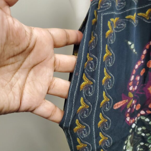 Hermant & Nandita Embroidered Button down Maxi Dress 100% Silk Sz Large Boho - Picture 10 of 13